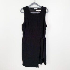 LOFT black faux wrap stretch sleeveless knee length little black dress - Size 12
